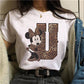 White Tshirts Minnie Mouse Font A B C D E F G Short Sleeve