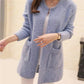 Solid Color Pockets Knitted Sweater Tunic Cardigan