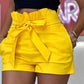 Women High Waist Shorts  Solid Color Pockets Short Pants