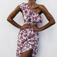 Women Summer Boho Floral Ruffle One Shoulder Sundress Ladies Casual High Waist Party Beach Bodycon Slim Dresses