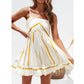 Women Summer Sexy Spaghetti Strap Club Evening Party Dresses Ladies Boho Striped Sleeveless Beach Mini Dress