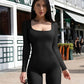 Yoga Jumpsuits Workout Ribbed Long Sleeve Sport Jumpsuit