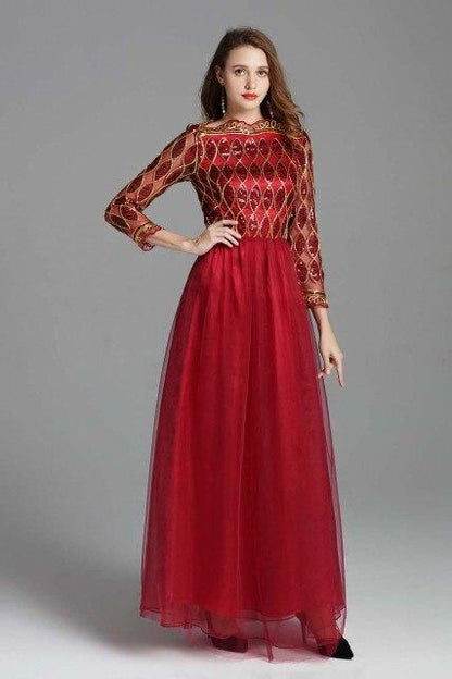 Party Prom Long Sleeves Sequined Fashion Maxi Dresses