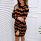 Women's Knitted Bodycon Striped Party Jumper Dress Ladies Autumn Winter Crew-Neck Long Sleeve Casual Sweater Tops Dress