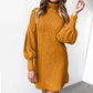 Women's Loose Oversize Turtleneck Lantern Sleeve Knit Sweater Dress Winter Warm Mini Jumper Pullover Dresses
