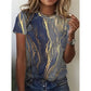 3D Floral Round Neck Casual T-Shirt