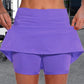 Women's Shorts Solid Color Pocket A-Line Double Layers Yoga Pants
