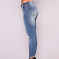 Women's Stretchy Ripped Jeans Butt Lifting Distressed Denim Pants with Pockets Destroyed Pencil Jean