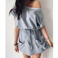 Women's Summer Pocket Solid Short Sleeve Mini Dress 2019 Fashion Ladies Casual Tops Tie Front Loose Sundress