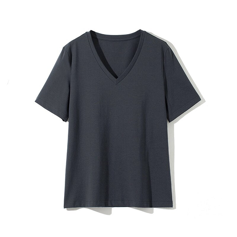 Casual Solid V-Neck T-shirt