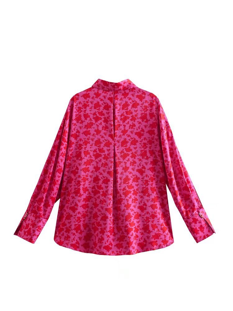 Chic Lady Long Sleeve Floral Print Blouses