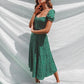 Vintage Party Dress Square Collar Ruffle Dress