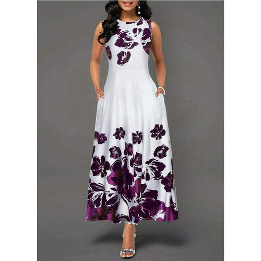 Summer Women's Floral Print Long Maxi Dress