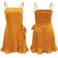 Print Ruffled Wrap Dress Women Strap Mini Sundress