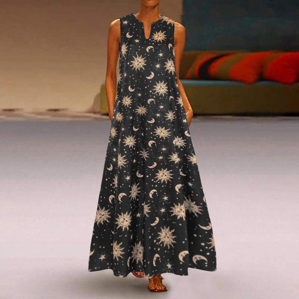 Printed Bohemian Ethnic Style Beach Maxi Dress