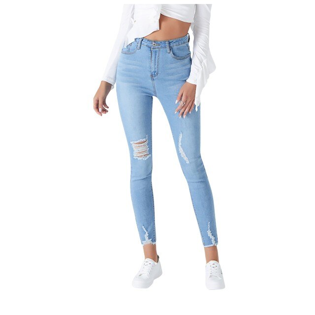 Brand New High Quality Wholesale Woman Denim Pencil Pants Top Brand Stretch Jeans High Waist Pants Women High Waist Jeans