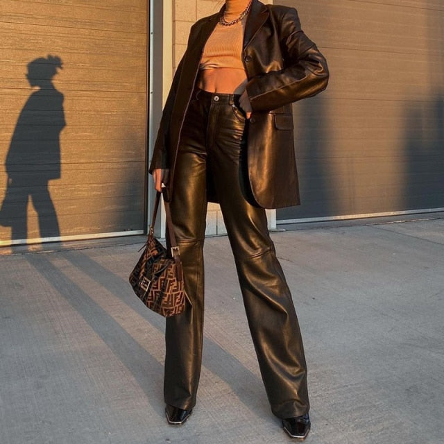 Elegant Fashion Faux Leather Pants