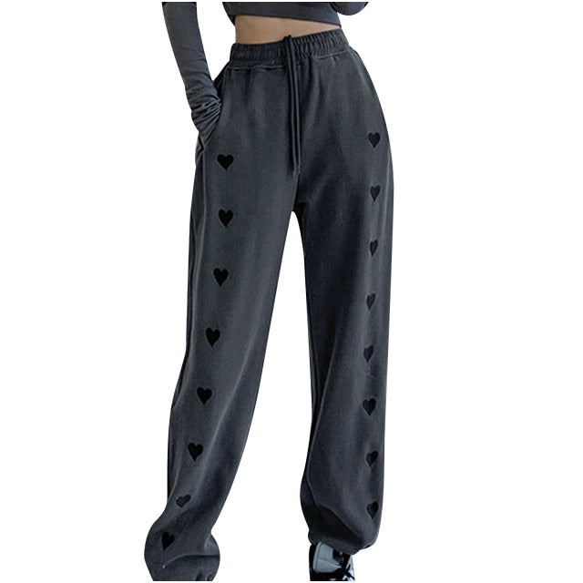 Gray Sweatpants for Women  Summer Love Printed Baggy Pants Women Fashion Women Sports Pants Balck Trousers Jogger Streetwear