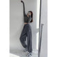 Loose women spring and autumn high-waist harem trousers padded pants pink blue solid stacked sweatpants cotton Straight