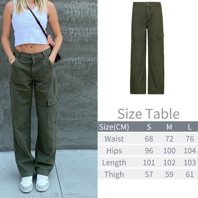 FashionSierra - Y2K High Waist Cargo Pants Womens Baggy Pants