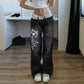 FashionSierra - Women Y2K Print Autumn Low Waist Long Trousers Casual Denim Pants