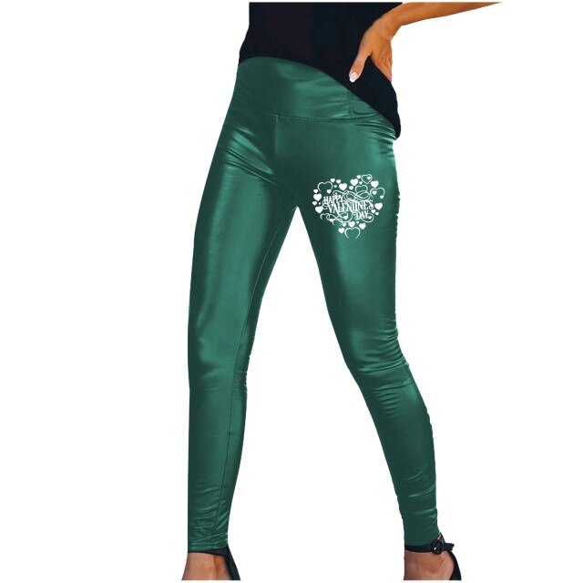 Women Hot Sexy Black Green Wine Navy Beige Leather Leggings Slim Shiny Pants S-3XL female Valentine&#39;s Day