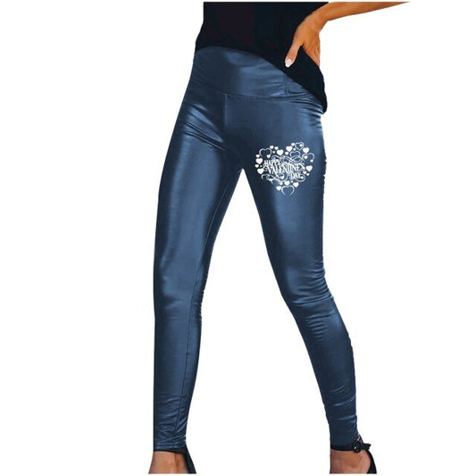 Women Hot Sexy Black Green Wine Navy Beige Leather Leggings Slim Shiny Pants S-3XL female Valentine&#39;s Day