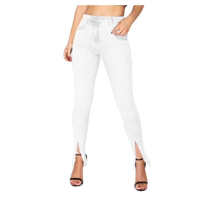 White Jeans y2k aesthetic Women&#39;s Button High Waist Slim Band Jeans Trousers Denim Pants fall clothes for women