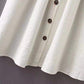 Summer Dress Vestidos Straight Pockets Button Mid-Calf V-Neck Tops