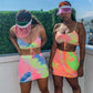 Women 2 Piece Bodycon Summer Beach Crop Top and Skirt Set