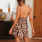 Women Backless Summer Leopard Casual Sleeveless High Waist Loose Mini Party Beach Dress Sundress Nightdress