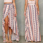 Women Beach Kaftan Slit Stretch Waist Long Maxi Skirt