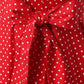 Women Dress Vintage Printed Dot A-Line O-Neck Bow Sashes