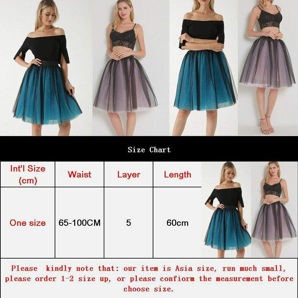 Women Gradient Suspender Skirt Ladies Casual Elastic High Waist Five Layer Veil  Mesh Tulle Skirt Summer Evening Party Sundress