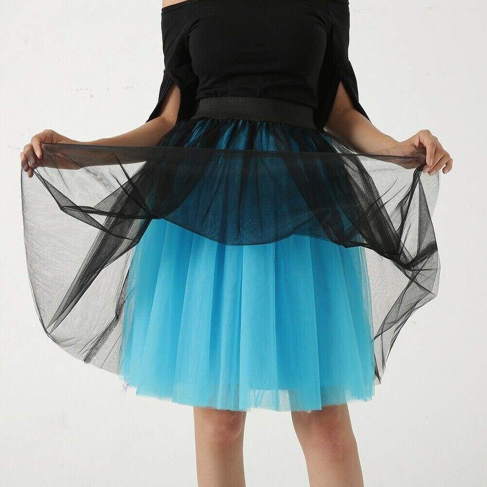 Women Gradient Suspender Skirt Ladies Casual Elastic High Waist Five Layer Veil  Mesh Tulle Skirt Summer Evening Party Sundress