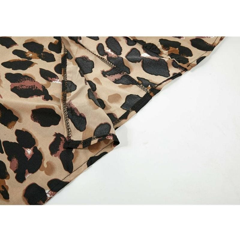 Women Holiday Strappy High Waist Leopard Print Summer Casual Sleeveless V-Neck Fashion Ladies Beach Side Split Sundress New
