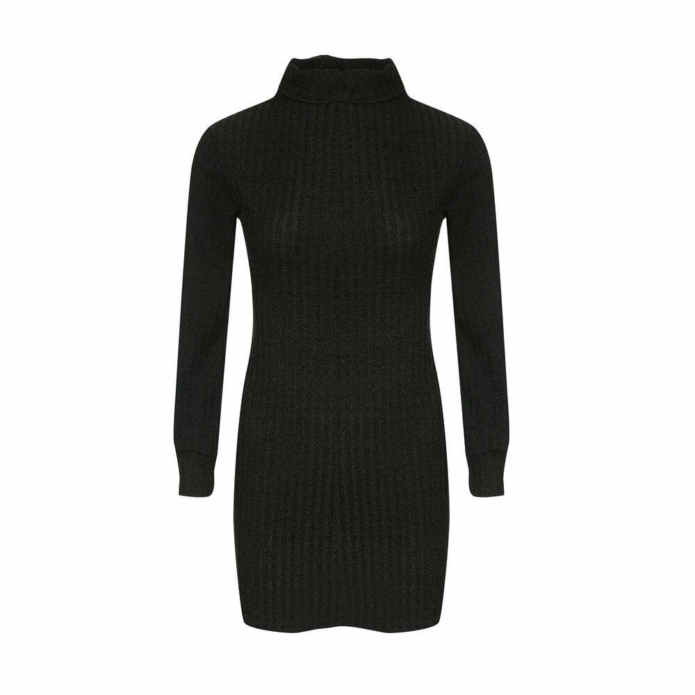Women Ladies Casual Sweatshirt Long Sleeve Knit Slit Dress Sweater Hoodie Jumper Top Loose Winter Bodycon Party Dress
