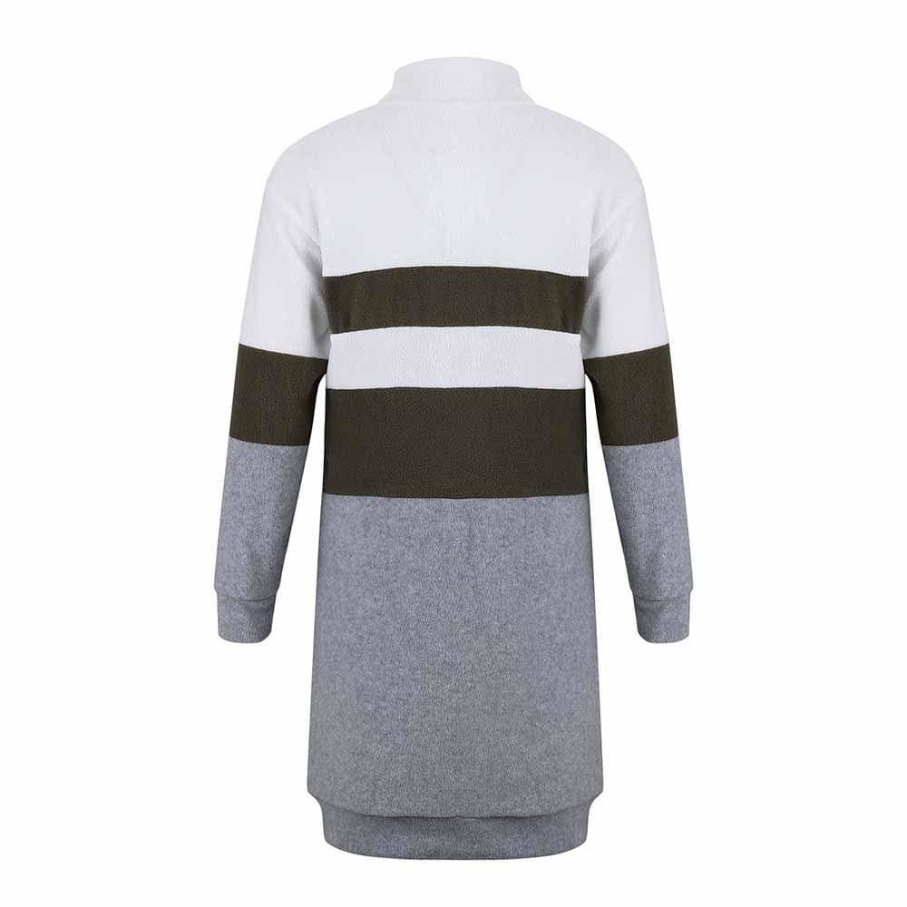 Women Pullover Knitted Dress Casual Turtleneck Patchwork Loose Long Sleeve Basic Dress Autumn Winter Clothes