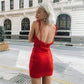 Women Red Elegant Bodycon Dress Ladies Backless Summer Beach Party Sundress Clubwear New Casual Slim Dress