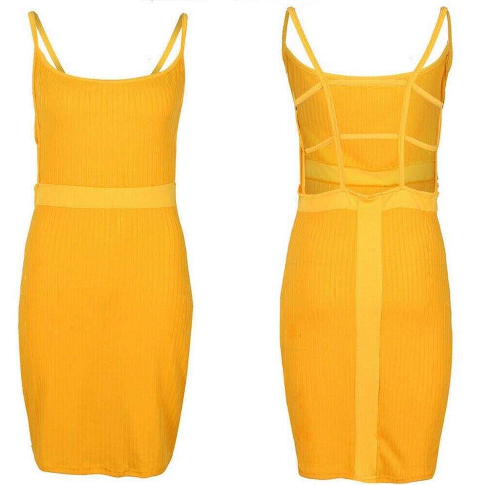 Women Sexy Summer Bandage Bodycon Strappy Dress Ladies Summer Boho Backless Stretchy Package Hip Slim Sundress