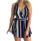 Women Summer Sleeveless Striped Printed Elastic  Beach Party Dress