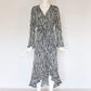 Women Zebra Print Beach Bohemian Long Sleeve V Neck Ruffle Dress