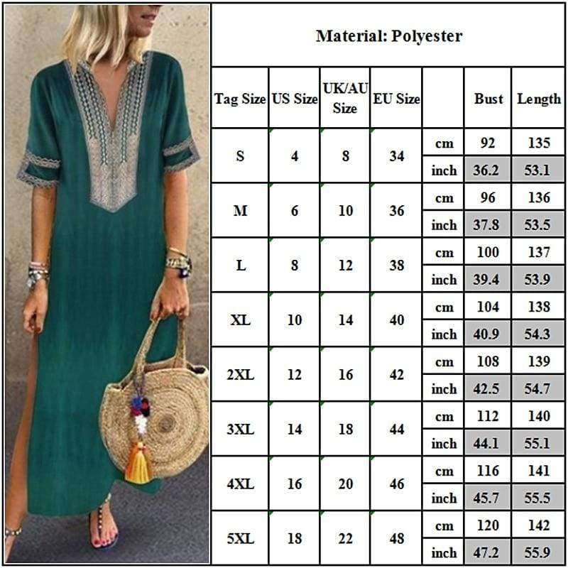 Women's Bohemian Floral Print Split Cotton Linen Maxi Dress Deep V Neck Long Sleeve Summer Casual Party Dresses Plus Size